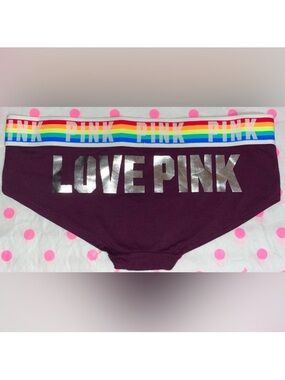 Victoria's Secret Panties Pink panties PINK cotton logo hipster rainbow stripes